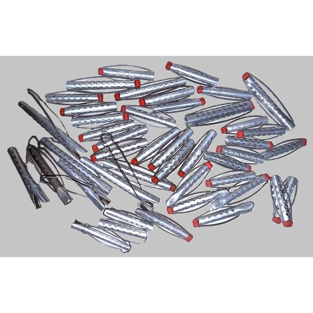 43 Vtg Tip-Top Goody Metal Hair Curlers Clip Silver Aluminum Perm Rod USA 2-3.5"